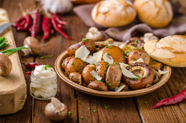 Mushrooms salad, parmesan and mayo