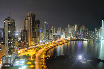 Fototapeta na wymiar Panama City skyline by night