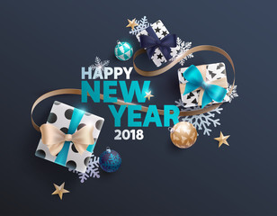 New year 2018. Design greeting card