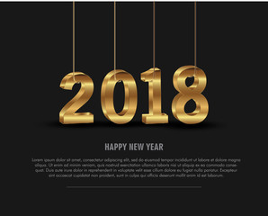 Gold happy new year 2018-vector background