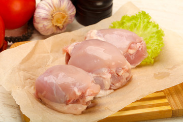 Boneless raw chicken thighs