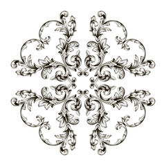 Classical baroque ornament vector 