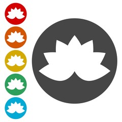 Simple lotus plant, Lotus silhouette icon 