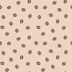 Deurstickers Koffie Koffiebonen naadloze patroon, vector achtergrond. Herhaalde lichtbruine textuur voor cafémenu, winkel inpakpapier.