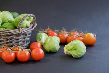 Fresh colorful vegetable on wooden table. Retro style.