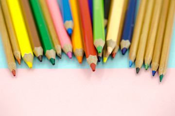 Large colored pencils close-up