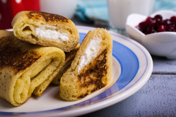 Pancakes with white filling