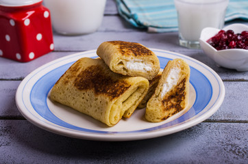 Pancakes with white filling