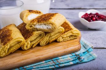 Pancakes with white filling