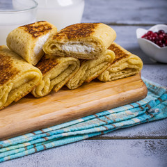 Pancakes with white filling