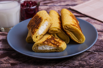 Pancakes with white filling