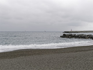 The beach at sunset, Genoa, (Genova), Pegli