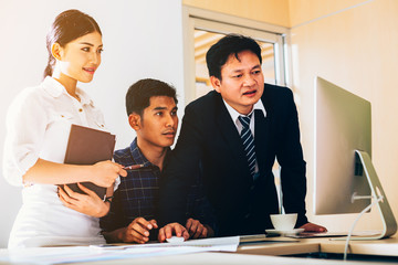 business meeting concept, business team discussion and brainstorming to business strategy at meeting room..