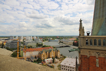 Fototapeta premium Vista aérea de Wroclaw, Polonia