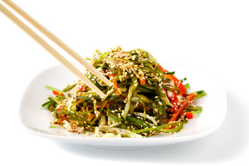 Asian salad with wakame seaweed