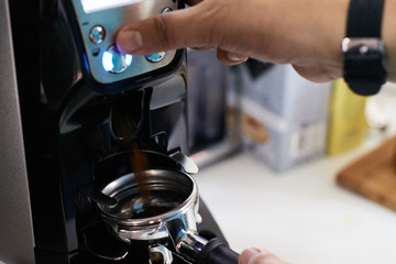 Ground coffee. Preparation invigorating drink