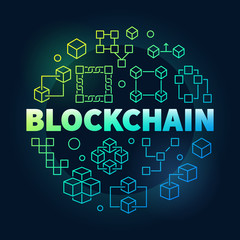 Blockchain colorful illustration. Vector block chain technology 