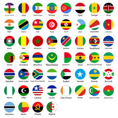 set of African flags in the form of a circle