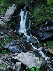 Obraz premium Waterfall at the carpatian mountains green forest