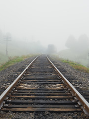 Fototapeta na wymiar Fog and mist at railway
