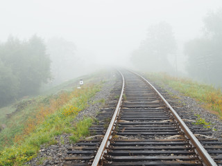Fototapeta na wymiar Fog and mist at railway