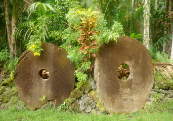 Rai, or stone money on the forbidden island Rumung  of Yap, Micronesia
