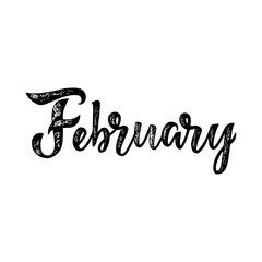 Handwritten names of months: February. Calligraphy words for calendars and organizers.