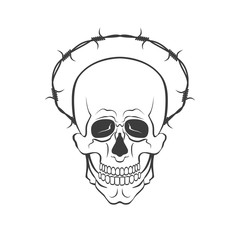 Vector skull with barbed wire concept illustration