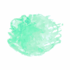 Green watercolor stain isolated on white background