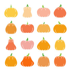 Colorful Halloween Pumpkin flat design icon set