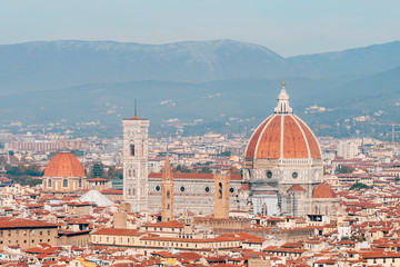 Fototapeta premium panoramic view of florence with duomo at background, italy