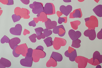 Purple and pink hearts, background for Valentine's Day, birthday greeting card, love concept