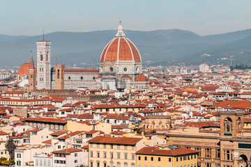 Fototapeta na wymiar panoramic view of florence with duomo at background, italy