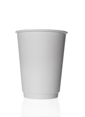 Paper or Plastic cup isolated on white background, white disposable cup 