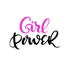 Girl power - feminism phrase. Handwritten modern brush calligraphy for cards, t-shirt, prints and posters.