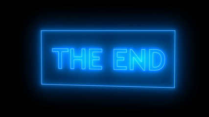 THE END Sign in Neon Style. Digital illustration. 3d rendering