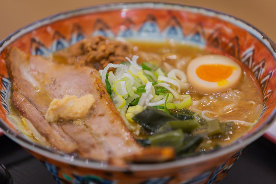 closeup view ofo remen on the table, japanese food