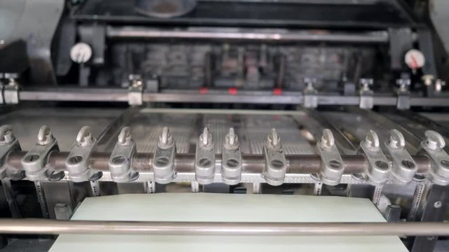 Vintage Old Printing Machine in Retro Style Typography. Process of Offset Print. 4K.
