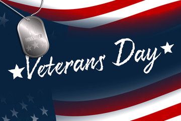 Veterans Day Handmade calligraphyhand lettering. American flag. Vector illustration.