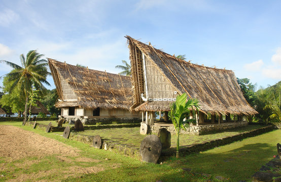 The community Meeting house known as a Pebai  on Yap island, Micronesia
