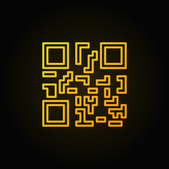 Yellow QR code concept vector line icon on dark background