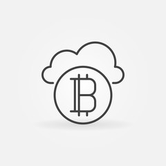 Bitcoin with cloud icon - vector cryptocurrency concept symbol