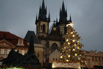 Cathedral view, Prague, Christmas.