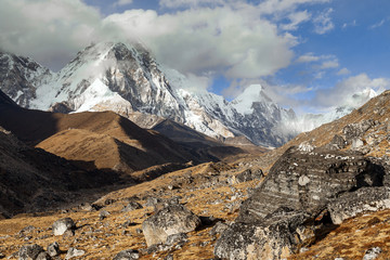View from the mountain near Lobuche to Lhotse and Nuptse - Nepal, Himalayas