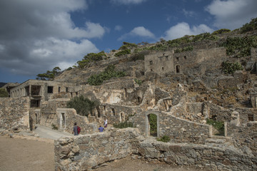 Fototapeta na wymiar Spinalonga, Crete, Greece Ruins of the former Leper Colony