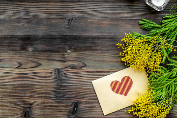 concept International Women Day with flowers wooden background t