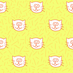 Cute seamless pattern with cat faces. Texture for wallpaper, fills, web page background.
