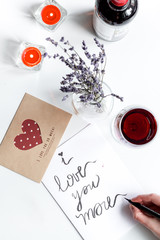 concept of Valentine's Day love letter on white background