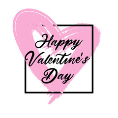 Happy Valentine's day modern calligraphy. Hand written greeting card.