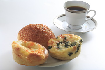 Cheese bread Various and coffee